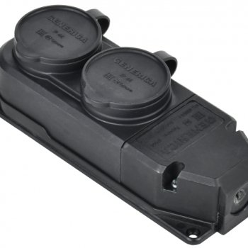 Колодка каучуковая 2 гнезда с заземлением IP44 16А Generica (112)