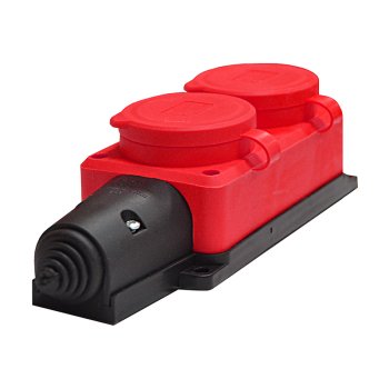 Розетка (колодка) каучуковая 2 гнезда 2P+PE 16A IP44 красный Универсал Компакт (40)