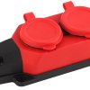 Колодка каучуковая 2 гнезда с заземлением IP44 16А красный Эра (12)