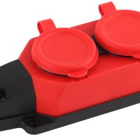 Колодка каучуковая 2 гнезда с заземлением IP44 16А красный Эра (12)
