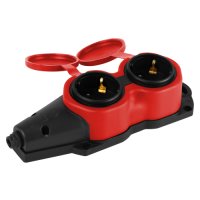 Розетка (колодка) каучуковая 2 гнезда 2P+PE 16A IP44 красный Эра Россия (80)