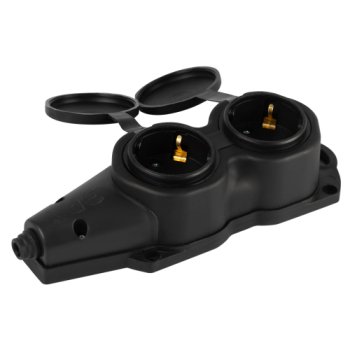 Розетка (колодка) каучуковая 2 гнезда 2P+PE 16A IP44 черный Эра Россия (80)