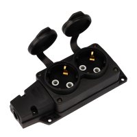 Розетка (колодка) каучуковая 2 гнезда 2P+PE 16A IP54 Rexant Compact (30)