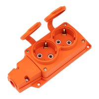 Розетка (колодка) каучуковая 2 гнезда 2P+PE 16A IP54 оранжевый Rexant Compact (30)