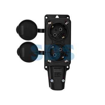 Колодка каучуковая 2 гнезда с заземлением IP54 16А Rexant (12/126)