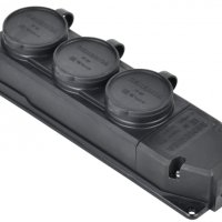 Колодка каучуковая 3 гнезда с заземлением IP44 16А Generica (96)