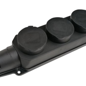 Розетка (колодка) каучуковая 3 гнезда 2P+PE 16A IP44 InHome (4/40)