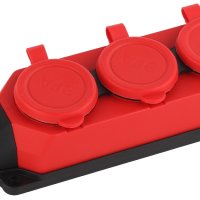 Колодка каучук Эра 3гнезда с заземлением IP44 16А красный