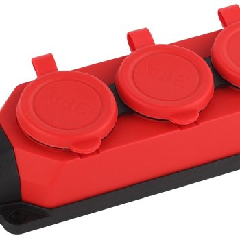 Колодка каучук Эра 3гнезда с заземлением IP44 16А красный