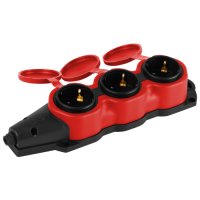 Розетка (колодка) каучуковая 3 гнезда 2P+PE 16A IP44 красный Эра Россия (80)