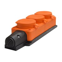 Колодка каучуковая 3 гнезда с заземлением IP44 16А оранжевый Универсал Компакт (30)