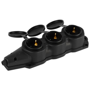 Розетка (колодка) каучуковая 3 гнезда 2P+PE 16A IP44 черный Эра Россия (80)