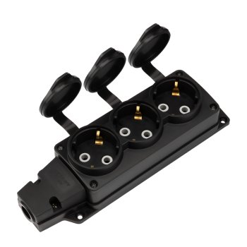 Розетка (колодка) каучуковая 3 гнезда 2P+PE 16A IP54 Rexant Compact (25)