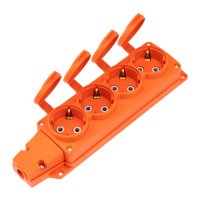 Розетка (колодка) каучуковая 4 гнезда 2P+PE 16A IP54 оранжевый Rexant Compact (20)