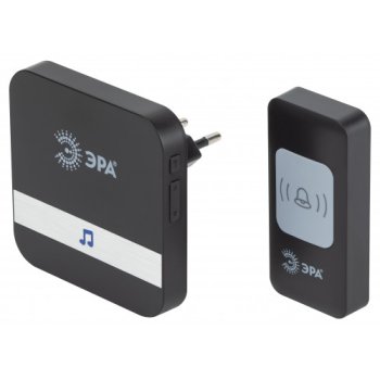 Звонок беспроводной ЭРА C94 220В кнопка А23 черный 52 мелодии 200м