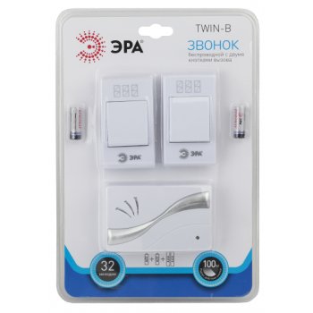 Звонок беспроводной Эра Twin-B 2xR3 2кнопки 32мелодии 80м (10)