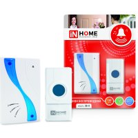 Звонок беспроводной ЗБ-8 32 мелодии 120м с кнопкой IP44 бело-голубой IN HOME