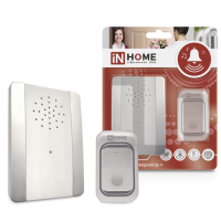 Звонок беспроводной ЗБ-9 38 мелодий подсветка 150м  с кнопкой IP44 серебро-белый