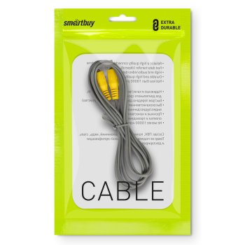 Кабель 1RCA - 1RCA 3м, Smartbuy, серый