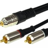 Кабель 2RCA - джек 3.5мм 1.5 м, позолоченные контакты, металлические штекеры, Rexant черный (10)