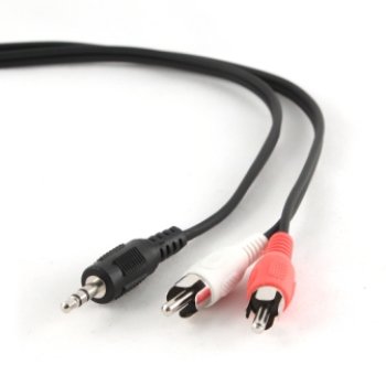 Кабель 2RCA - джек 3.5мм 2.5 м, Gembird, черный (1/250)