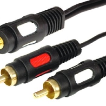 Кабель 2RCA - джек 3.5мм 5 м, позолоченные контакты, Rexant, черный (10)