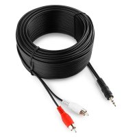 Кабель 2RCA - джек 3.5мм 20м, Cablexpert, чёрный, пакет (1/50)