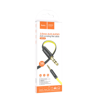 Кабель джек 3.5мм - джек 3.5мм 1м Hoco UPA16 позолоченные контакты жёлтый коробка (1/31/310)