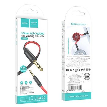 Кабель джек 3.5мм - джек 3.5мм 1м Hoco UPA16 позолоченные контакты красный коробка (1/31/310)