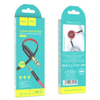 Кабель джек 3.5мм - джек 3.5мм 2м Hoco UPA16 позолоченные контакты, красный, коробка (1/31/310)