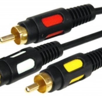 Кабель 3RCA - 3RCA 1,5 м, позолоченные контакты, Rexant, черный (10)
