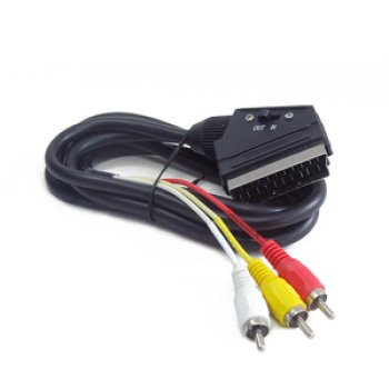 Кабель SCART - 3RCA 1.8 м, с переключателем направления сигнала, Gembird, черный (1/100)