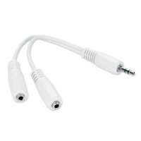 Кабель-разветвитель джек 3.5мм - 2*джек 3.5мм 0.1м, Cablexpert, белый, пакет (1/500)