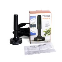 Антенна комнатная активная Сигнал SAI 402 DVB-T2 и ДМВ (магнитное основание, кабель 5м) чёрный
