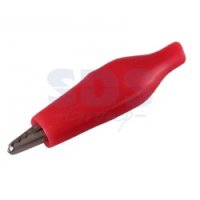 Зажим "крокодил" 5А 40мм красный в изоляторе (200)