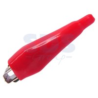 Зажим "крокодил" 5А красный в изоляторе 56мм (100)