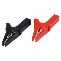 Зажим "крокодил" 15А 53мм черный+красный banana Rexant (10)