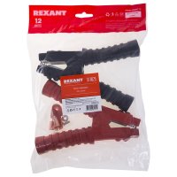 Зажим "крокодил" 500А 200мм изоляция ПВХ красный+черный (20/100)