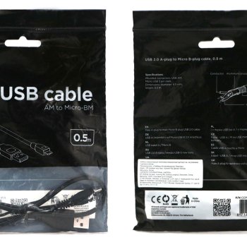 Кабель USB-microB  0.5м Cablexpert золочёные контакты черный (400)