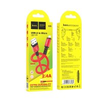 Кабель USB-microB 1м Hoco X85 2.4A красный коробка (1/35/350)