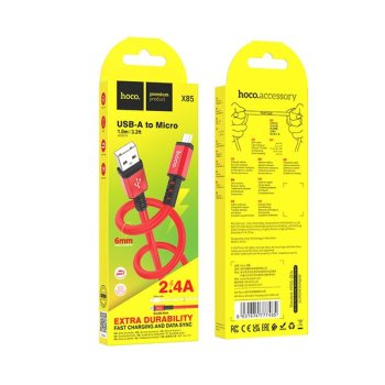 Кабель USB-microB 1м Hoco X85 2.4A красный коробка (1/35/350)