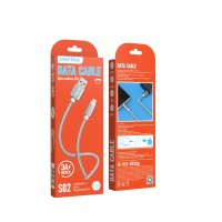 Кабель USB-microB 1м SmartBuy S02 3A серый коробка (1/50)