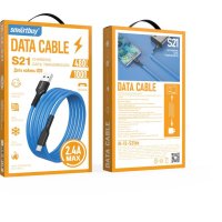 Кабель USB-microB 1м SmartBuy S21 2.4A силиконовый синий коробка (1/50)