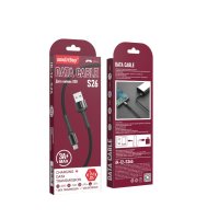 Кабель USB-microB 1м SmartBuy S26 3A QC нейлон чёрный коробка (1/50)