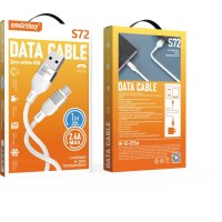 Кабель USB-microB 1м SmartBuy S72 2.4A силиконовый белый коробка (1/50)
