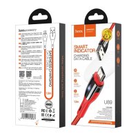Кабель USB-microB 1.2м Hoco U89 2.4A, индикатор, нейлон, красный, коробка (1/22/220)