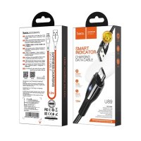 Кабель USB-microB 1.2м Hoco U89 2.4A, индикатор, нейлон, чёрный, коробка (1/22/220)
