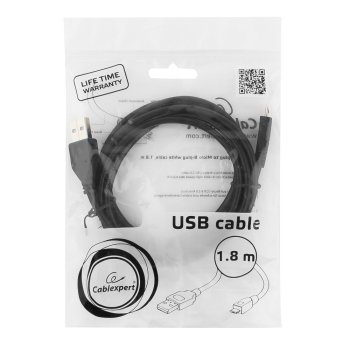 Кабель USB-microB 1.8м Cablexpert золочёные контакты черный (200)