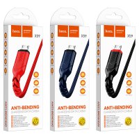 Кабель USB-microB 3м Hoco X59 2.4A нейлон чёрный коробка (1/25/250)