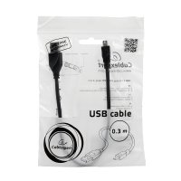 Кабель USB-miniB 0.3м Cablexpert 2.4A медь двойной экран чёрный пакет (1/500)